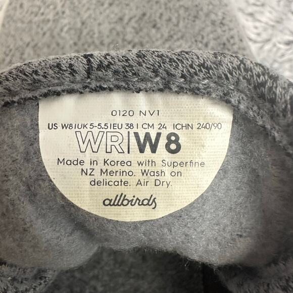 Allbirds Gray Merino Wool Runner Sneakers Women's Size 8 Lace Up Comfort - Picture 8 of 8